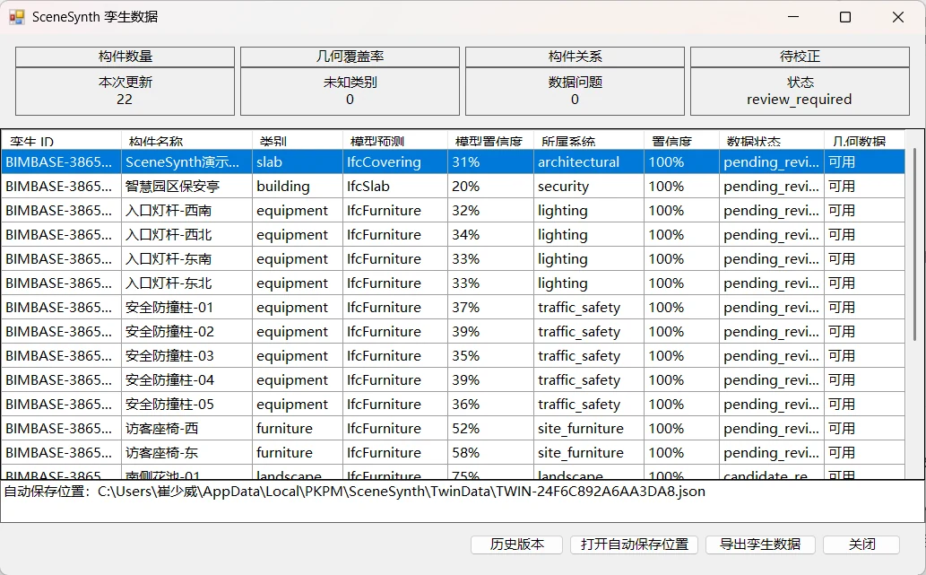 SceneSynth 数字孪生数据查看窗口及历史版本入口